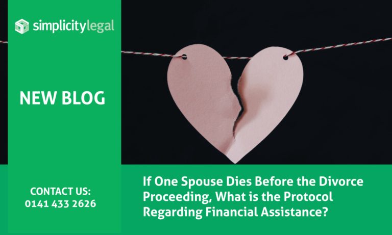 If one spouse dies before the divorce proceedings, what is the protocol regarding financial assistance?